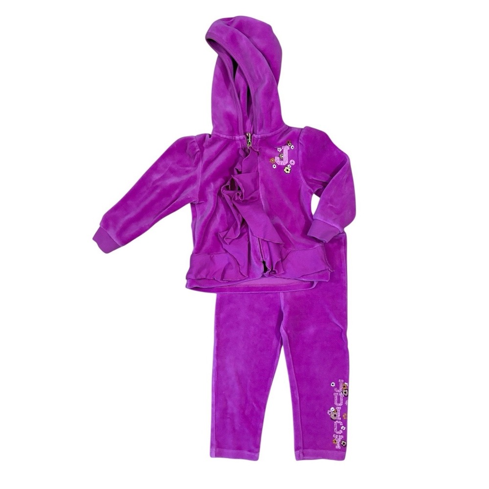 Juicy Couture Girls 2 Pieces‎ Set Velour Size 18-24 Month